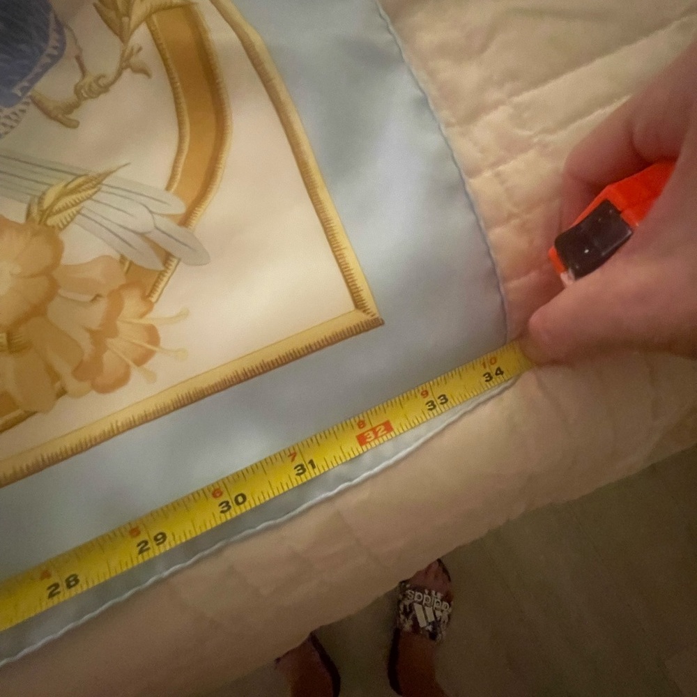 Hermes Silk Scarf in Cream, Gold and Light Blue - Picture 7 of 10